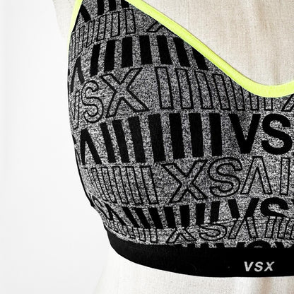 Victoria's Secret Gray Black Green Padded Knit Sports Bra Size 34C