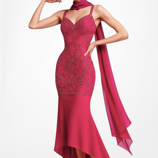 Vintage Pink Floral Beaded Midi Babydoll Bodycon Cocktail Dress Size L