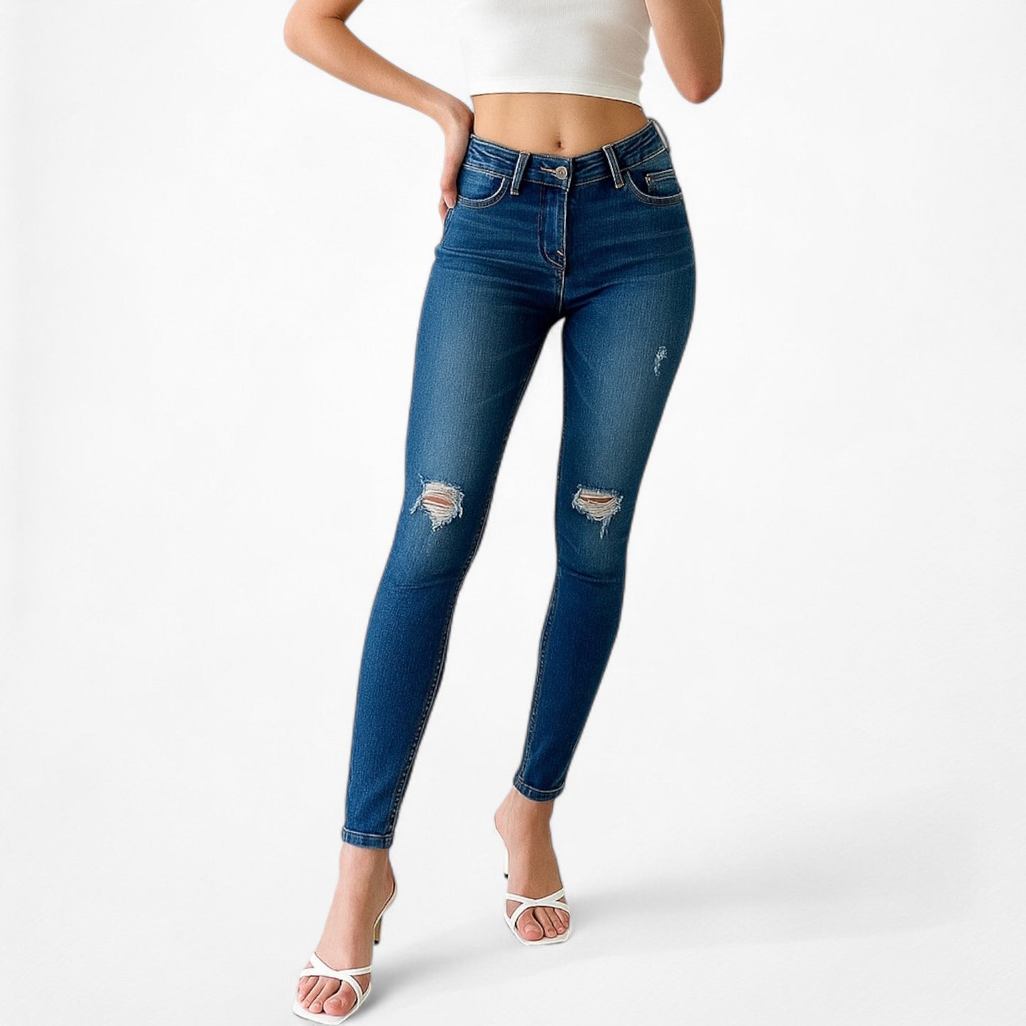 X Jeans Style Ripped Knee Distressed Mid Rise Skinny Denim Jeans Size XXS/XS