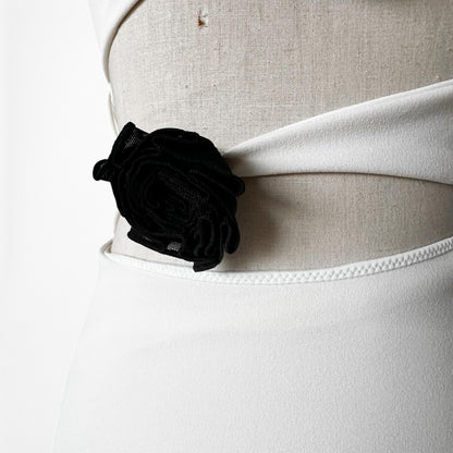 White Fox Boutique Cutout Floral Applique Mini Bodycon Dress Size XS