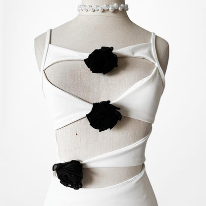 White Fox Boutique Cutout Floral Applique Mini Bodycon Dress Size XS