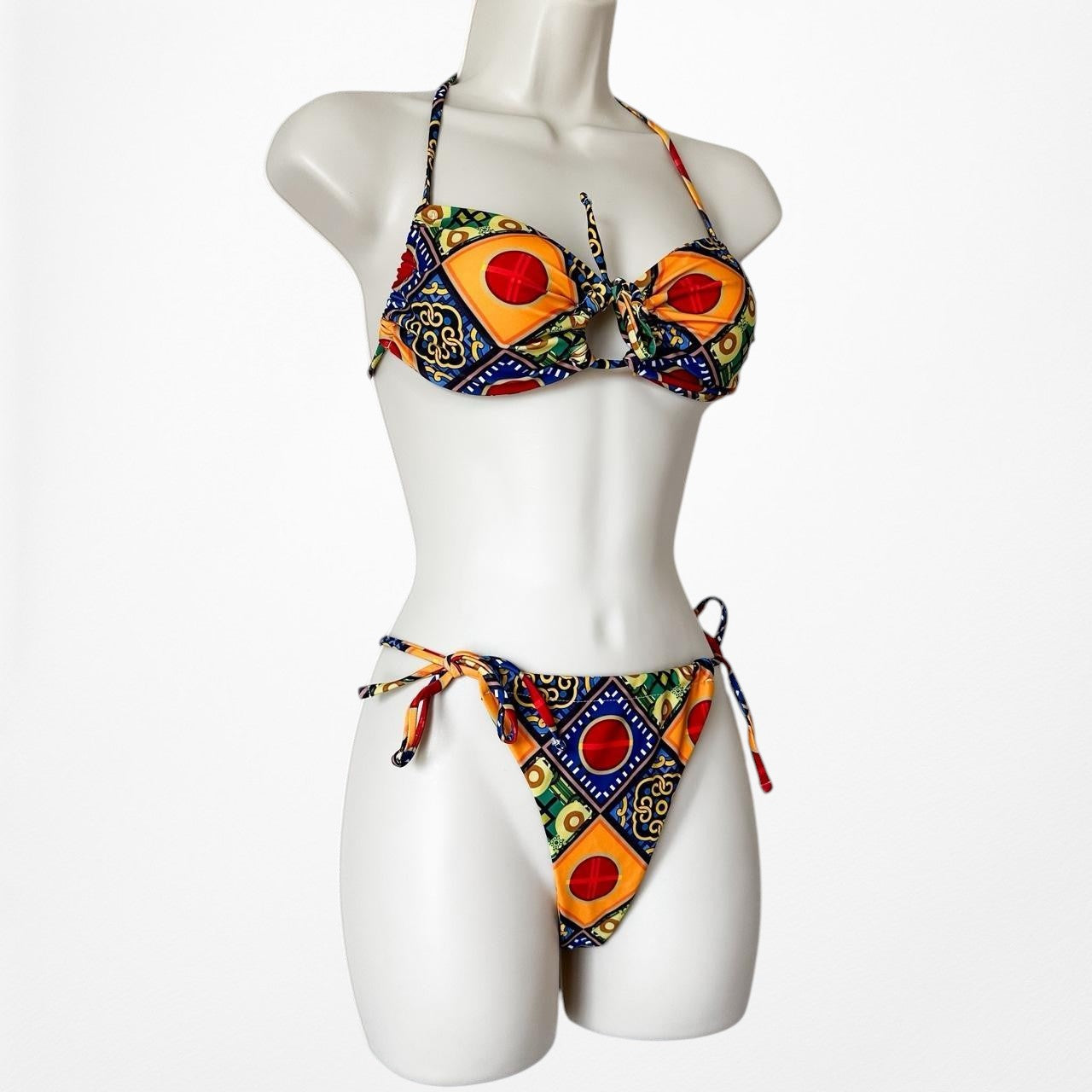 Commense Multicolor Tribal Print Inspired Two Piece Bikini Swimsuit Size S/M