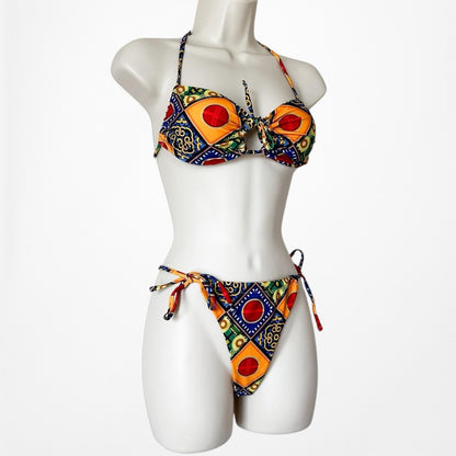 Commense Multicolor Tribal Print Inspired Two Piece Bikini Swimsuit Size S/M