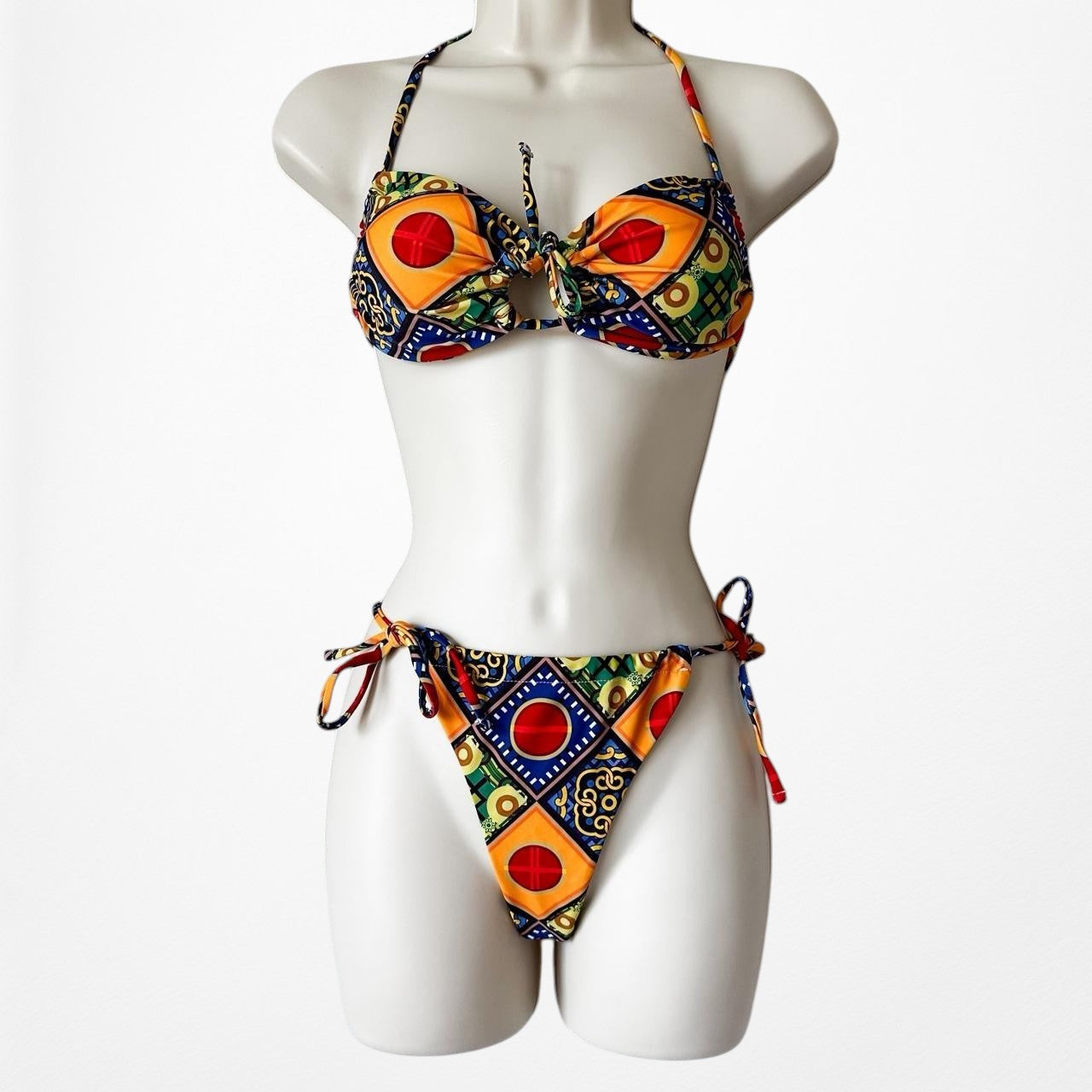Commense Multicolor Tribal Print Inspired Two Piece Bikini Swimsuit Size S/M