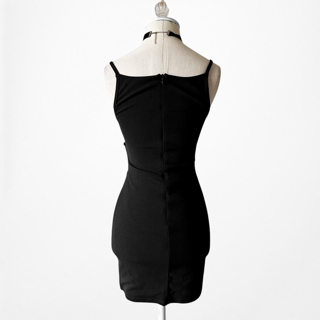 White Fox Boutique Black White Cutout Floral Applique Mini Bodycon Dress Size XS