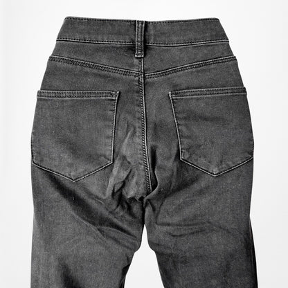 Topshop Dark Gray Faded Wash High Waisted Ripped Knee Skinny Jeans Size XS