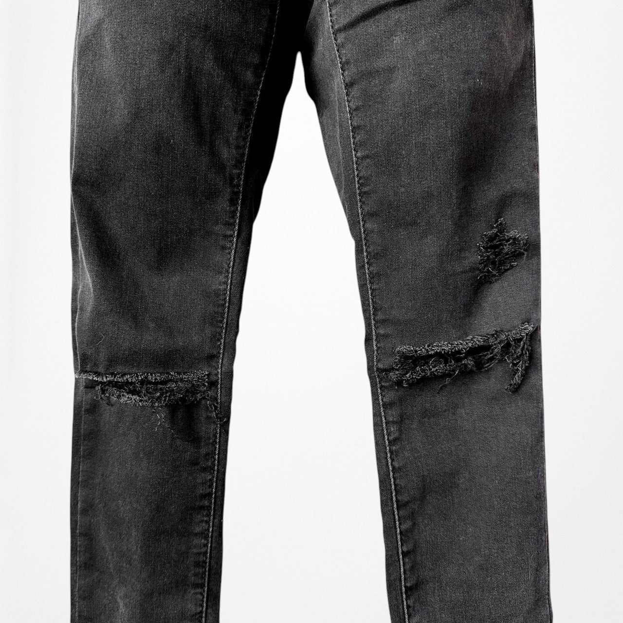 Topshop Dark Gray Faded Wash High Waisted Ripped Knee Skinny Jeans Size XS