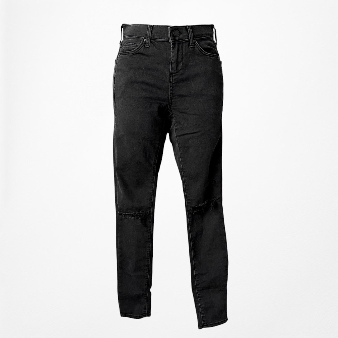 Topshop Dark Gray Faded Wash High Waisted Ripped Knee Skinny Jeans Size XS