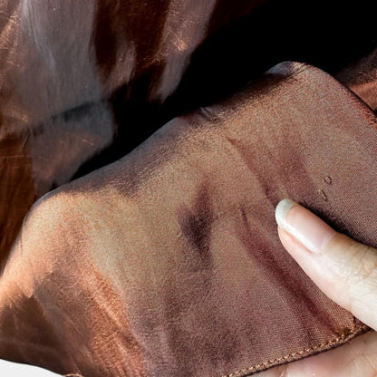 Vintage Y2K Brown Satin Lace Mesh Beaded Strapless Side Slit Maxi Prom Dress Size M/L