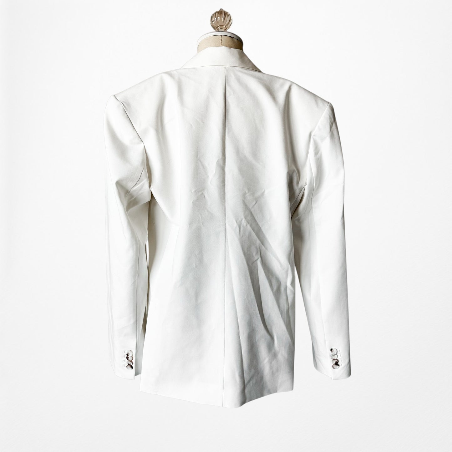 Off White Double Breasted Shoulder Padded Oversized Blazer Jacket Size XS