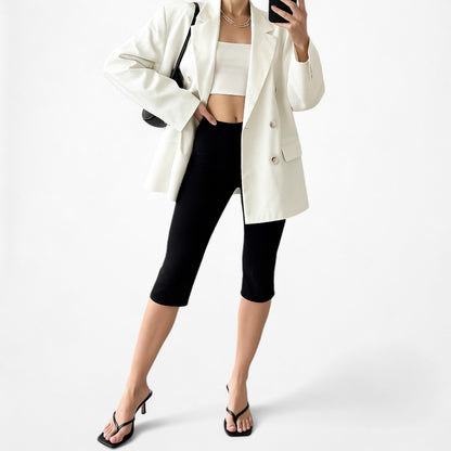 Off White Double Breasted Shoulder Padded Oversized Blazer Jacket Size XS