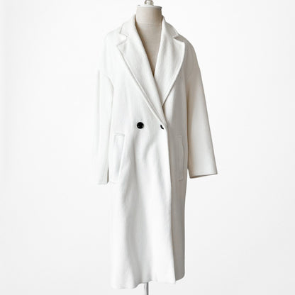 Zara Off White Button Front Long Peacoat Style Oversized Coat Jacket Size XS
