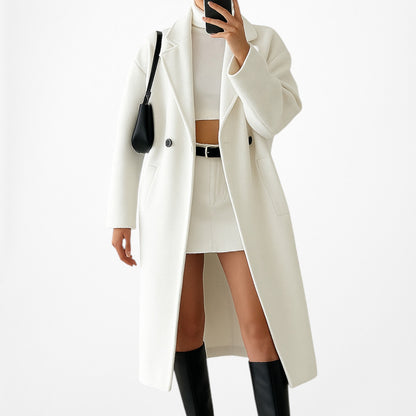 Zara Off White Button Front Long Peacoat Style Oversized Coat Jacket Size XS