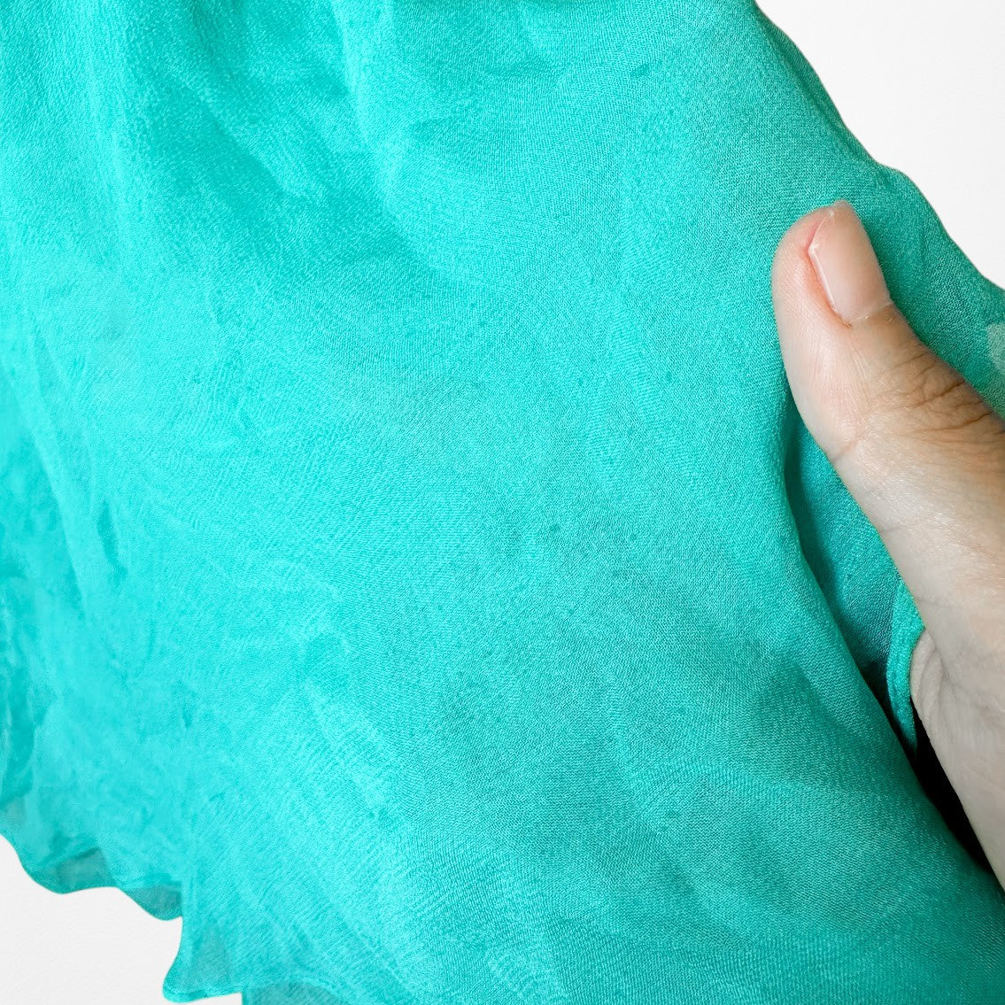 Vintage Blue Silk Beaded Ruffle High Low Midi Cocktail Prom Dress Size M/L