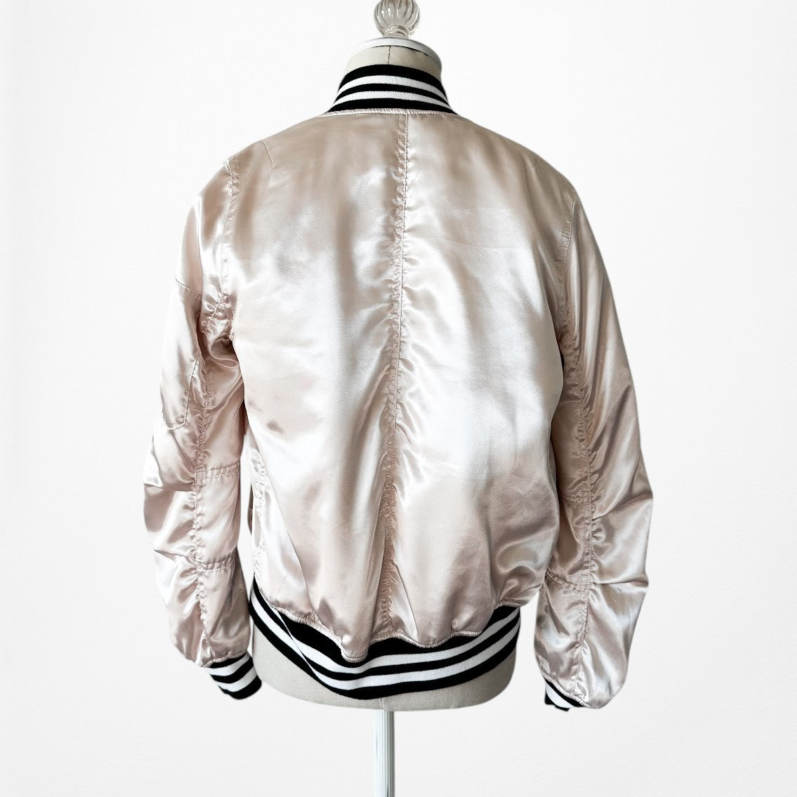 Topshop Pink Satin Casual Varsity Style Bomber Jacket Size XS/S