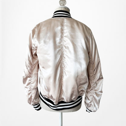 Topshop Pink Satin Casual Varsity Style Bomber Jacket Size XS/S