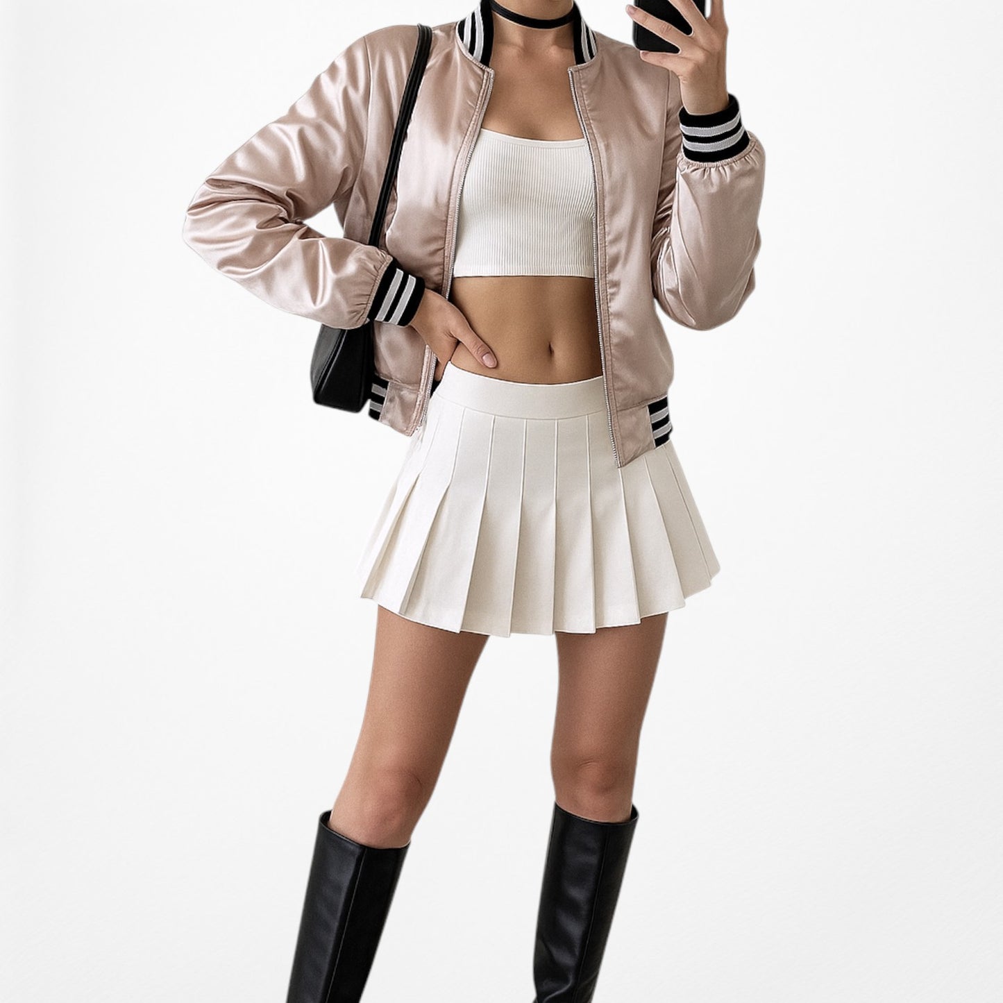 Topshop Pink Satin Casual Varsity Style Bomber Jacket Size XS/S