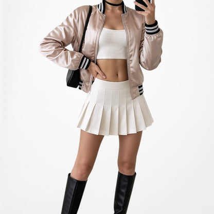 Topshop Pink Satin Casual Varsity Style Bomber Jacket Size XS/S