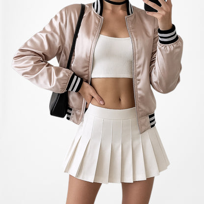 Topshop Pink Satin Casual Varsity Style Bomber Jacket Size XS/S