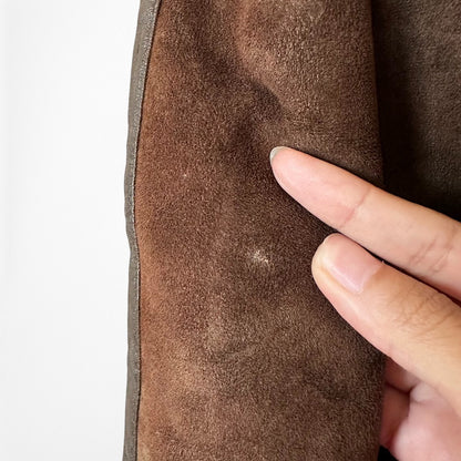 Vintage Y2K Kenneth Cole Brown Shearling Faux Fur Lined Suede Teddy Coat Size M