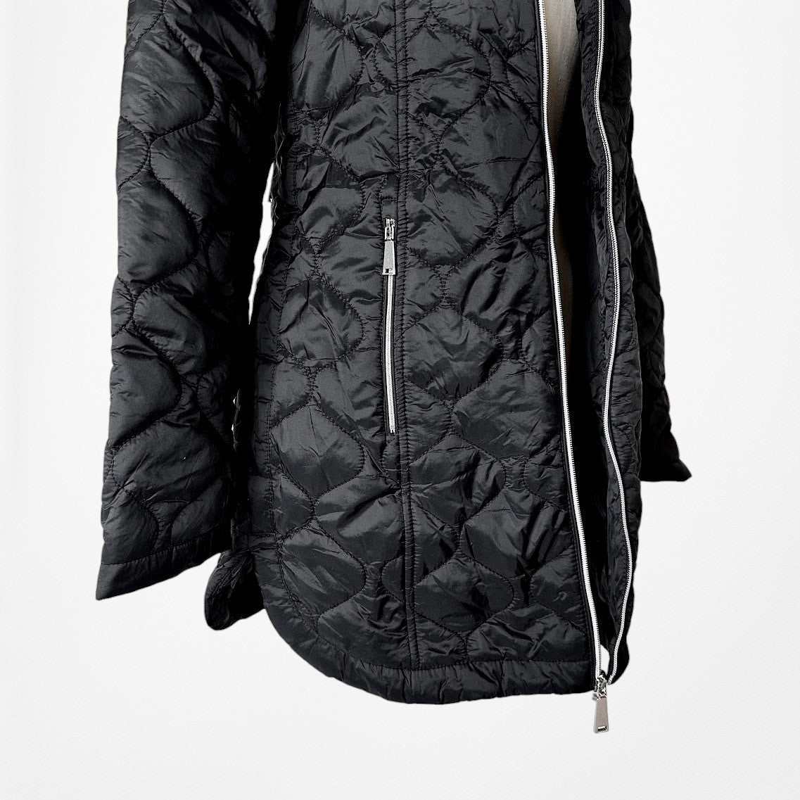 Vintage Y2K Black Oversized Fit Puffer Jacket Casual Hoodie Size XS/S