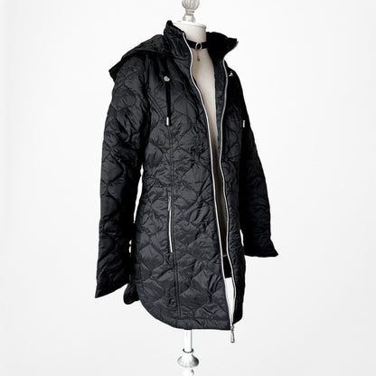 Vintage Y2K Black Oversized Fit Puffer Jacket Casual Hoodie Size XS/S