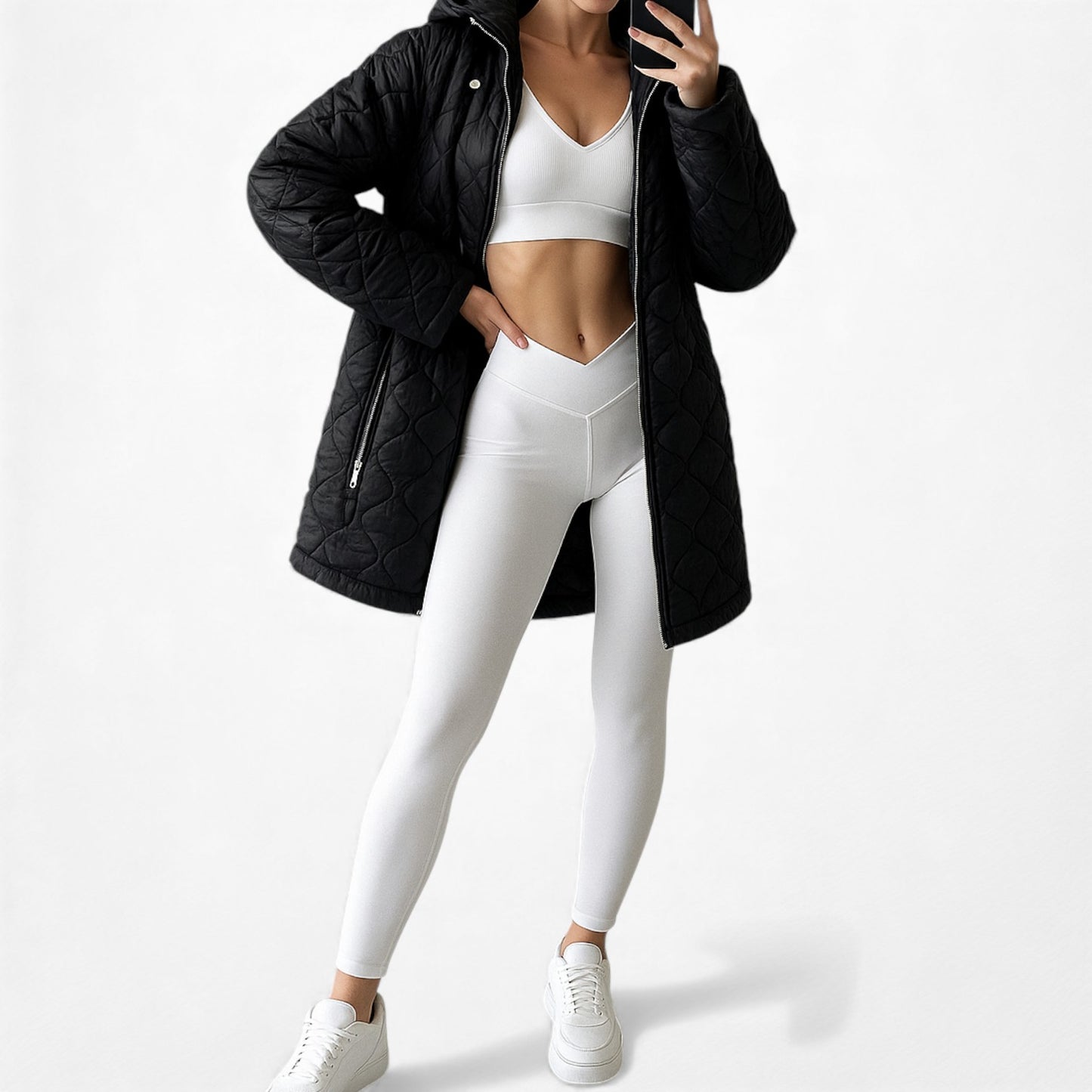 Vintage Y2K Black Oversized Fit Puffer Jacket Casual Hoodie Size XS/S