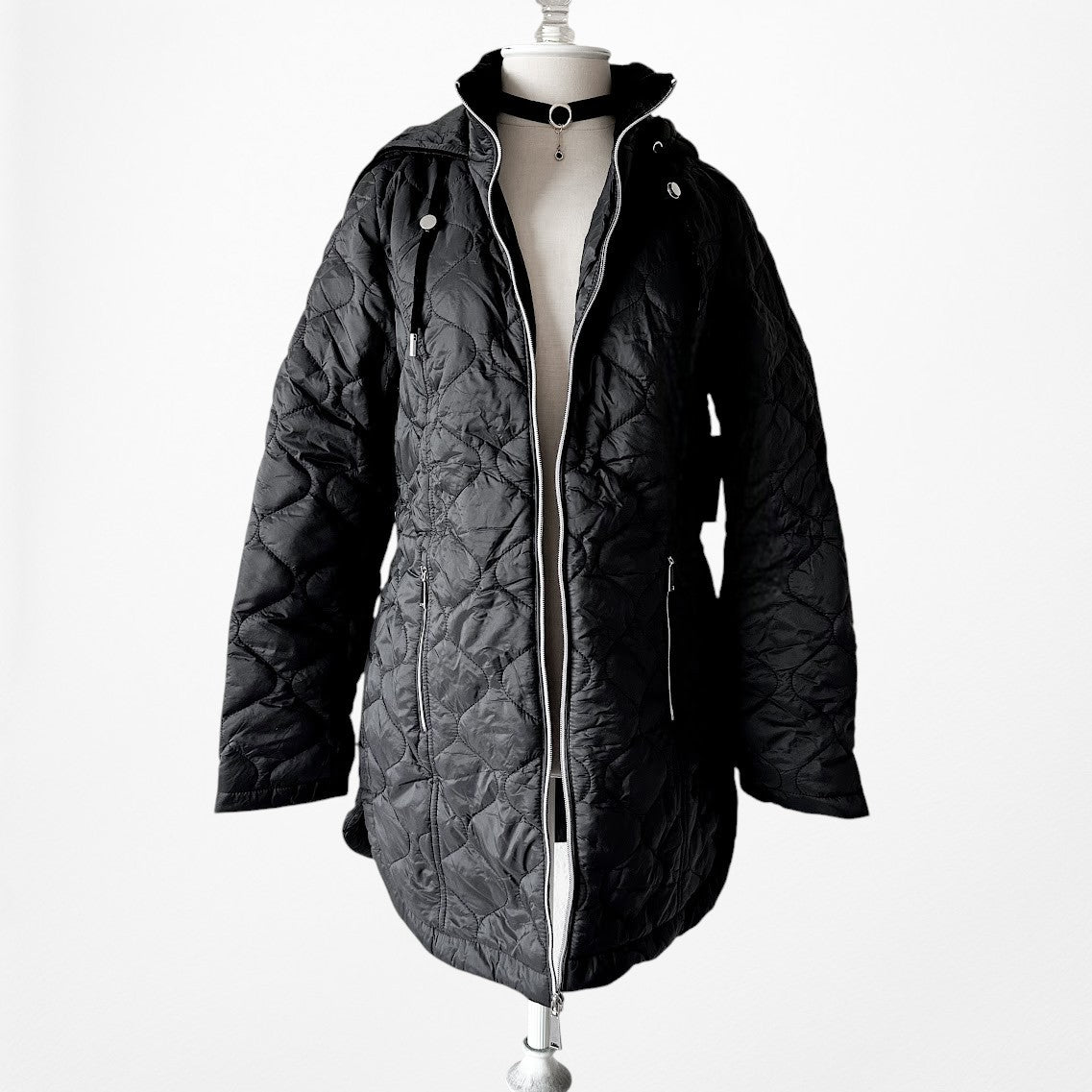 Vintage Y2K Black Oversized Fit Puffer Jacket Casual Hoodie Size XS/S