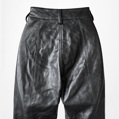 Vintage Y2K Black Faux Leather High Waisted Boot Cut Pants Size S