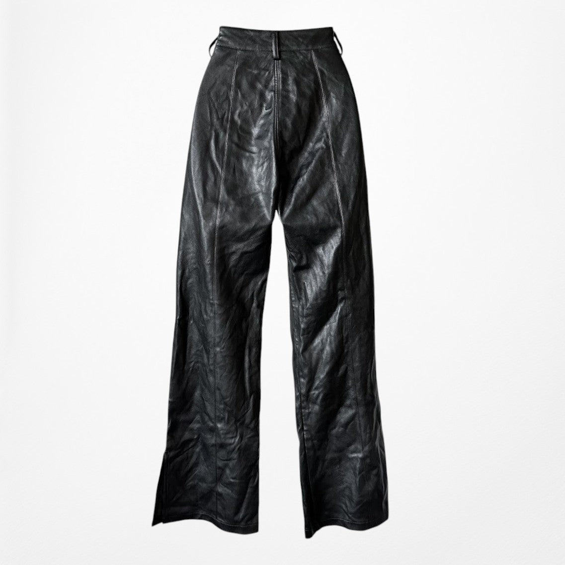 Vintage Y2K Black Faux Leather High Waisted Boot Cut Pants Size S