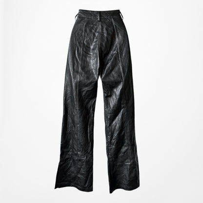 Vintage Y2K Black Faux Leather High Waisted Boot Cut Pants Size S