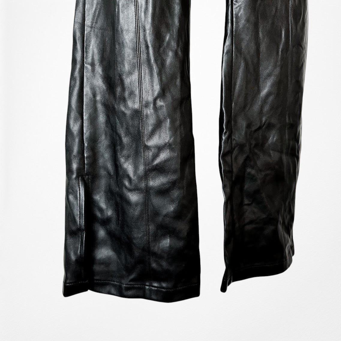 Vintage Y2K Black Faux Leather High Waisted Boot Cut Pants Size S