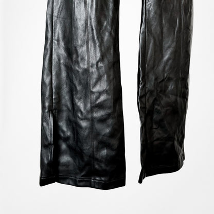 Vintage Y2K Black Faux Leather High Waisted Boot Cut Pants Size S