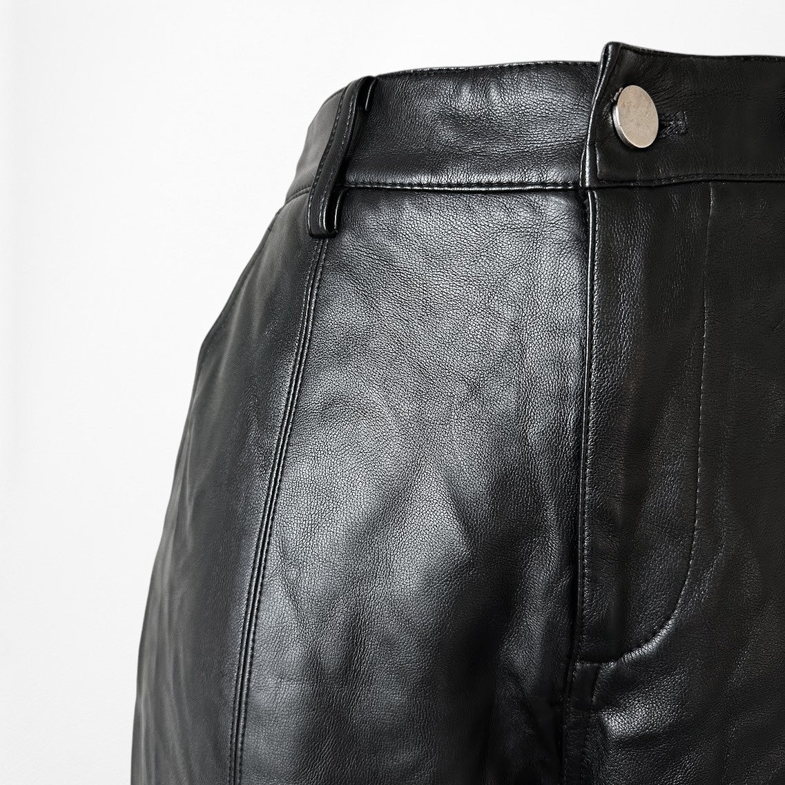 Vintage Y2K Black Faux Leather High Waisted Boot Cut Pants Size S