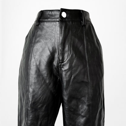 Vintage Y2K Black Faux Leather High Waisted Boot Cut Pants Size S