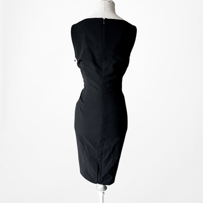 Vintage Y2K Black Sleeveless Knee Length Bodycon Zipper Detail Dress Size M