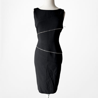 Vintage Y2K Black Sleeveless Knee Length Bodycon Zipper Detail Dress Size M