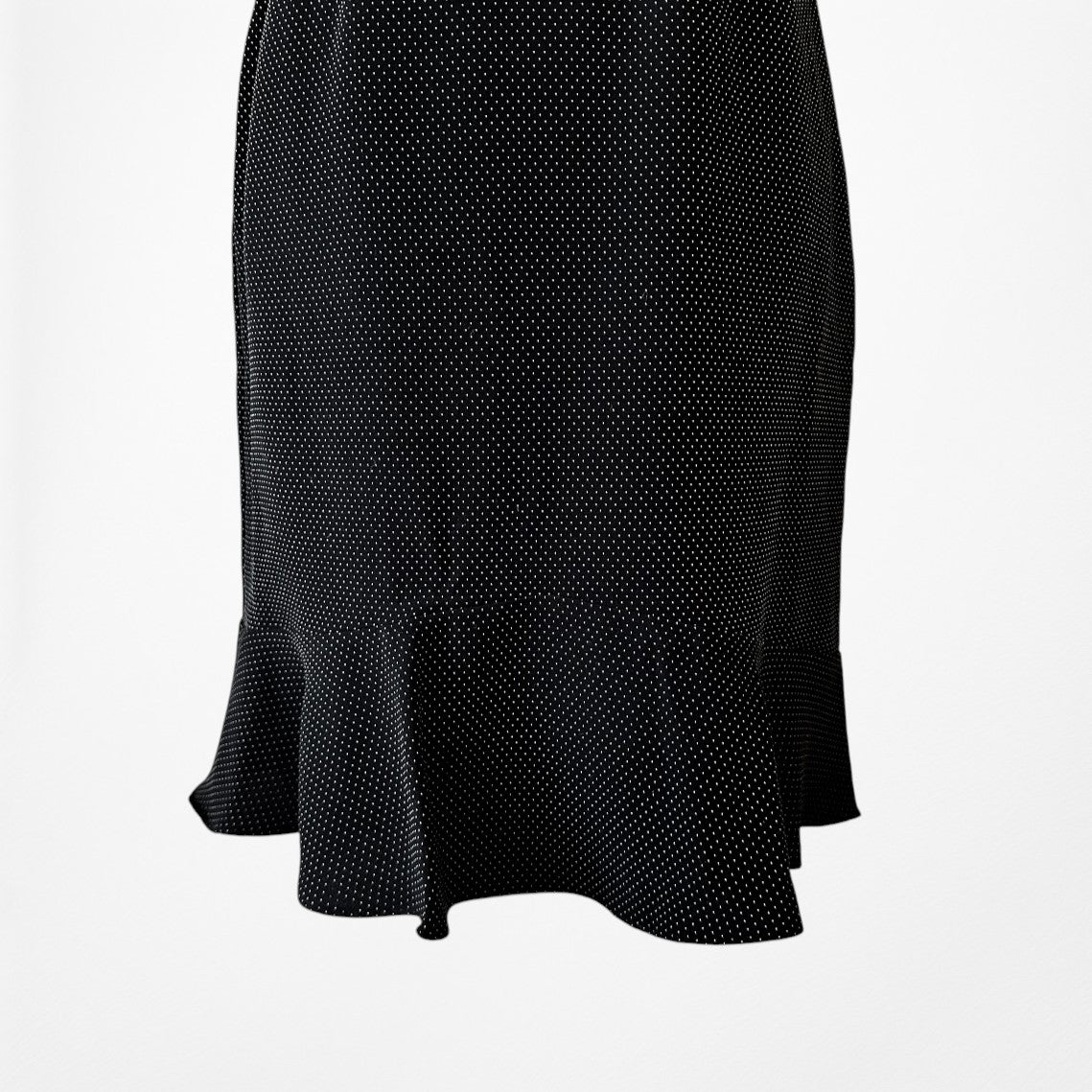 Vintage Y2K Black Polka Dot Knee Length Ruffle Hem Bodycon Dress Size M