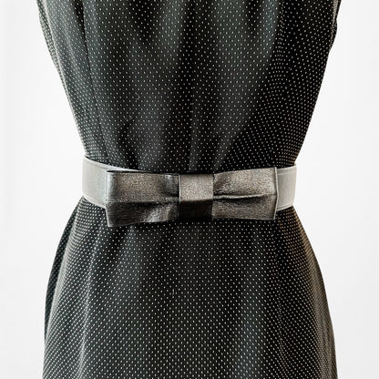 Vintage Y2K Black Polka Dot Knee Length Ruffle Hem Bodycon Dress Size M