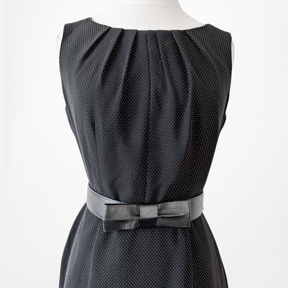 Vintage Y2K Black Polka Dot Knee Length Ruffle Hem Bodycon Dress Size M