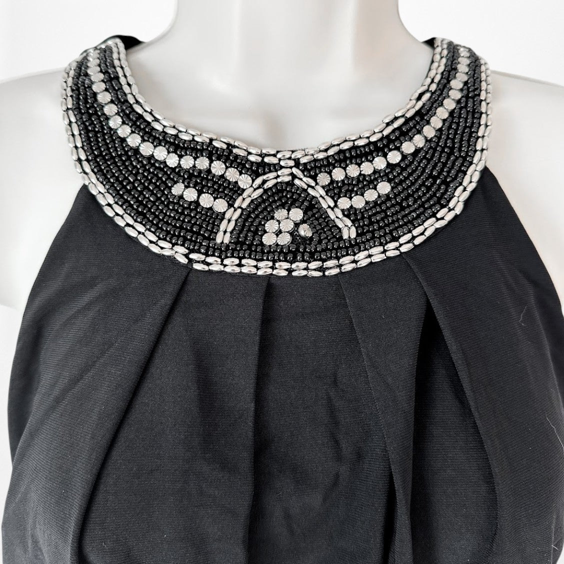 Vintage Y2K Sleeveless Halter Neck Beaded Straight Leg Knit Jumpsuit Size M