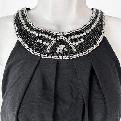 Vintage Y2K Sleeveless Halter Neck Beaded Straight Leg Knit Jumpsuit Size M