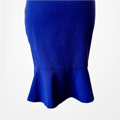 Vintage Y2K Blue Sleeveless Ruffle Knee Length Bodycon Cocktail Dress Size M
