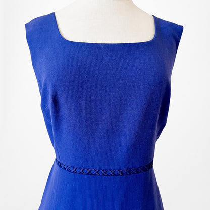 Vintage Y2K Blue Sleeveless Ruffle Knee Length Bodycon Cocktail Dress Size M