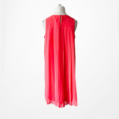 Vintage Y2K Pink Sleeveless Knee Length Pleated Cocktail Shift Dress Size M