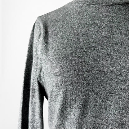 Vintage Y2K Gray Knit Long Bell Sleeve Mock Neck Knee Length Dress Size M