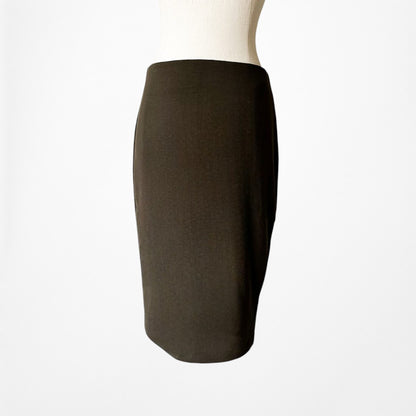 Vintage Y2K Camo Green Knee Length Knit Bodycon Straight Pencil Skirt Size S/M