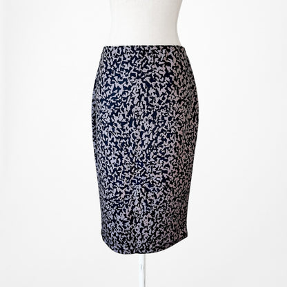 Vintage Y2K Black Brown Knee Length Printed Knit Straight Pencil Skirt Size S/M