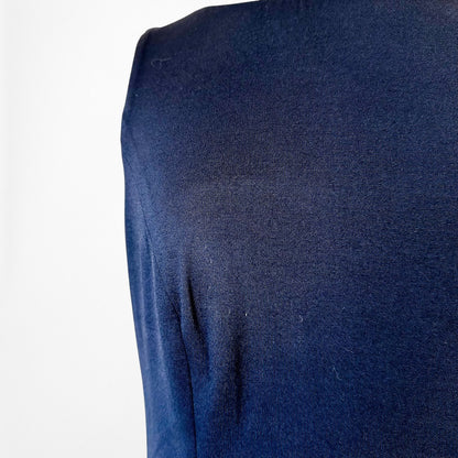 Vintage Y2K Blue Sleeveless Knit Scalloped Hem Knee Length Flared Dress Size M