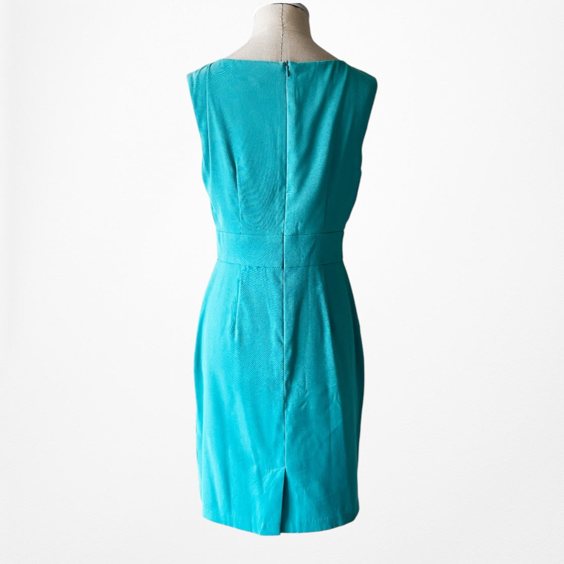 Vintage Y2K Blue Sleeveless Knee Length Bodycon Ruffle Cocktail Dress Size M